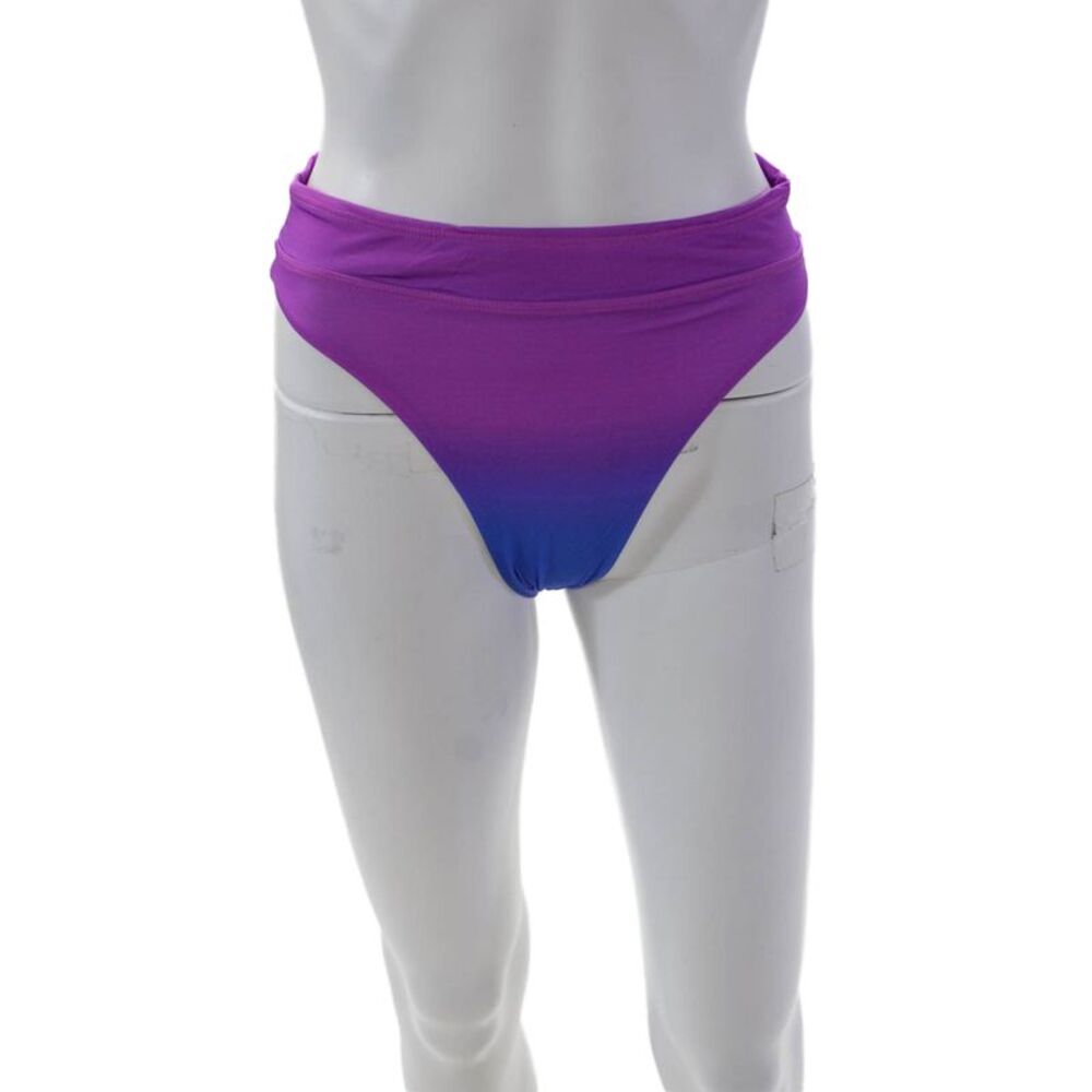 Pily Q Womens Stretch Ombre High Cut Bikini Bottoms Purple Size M